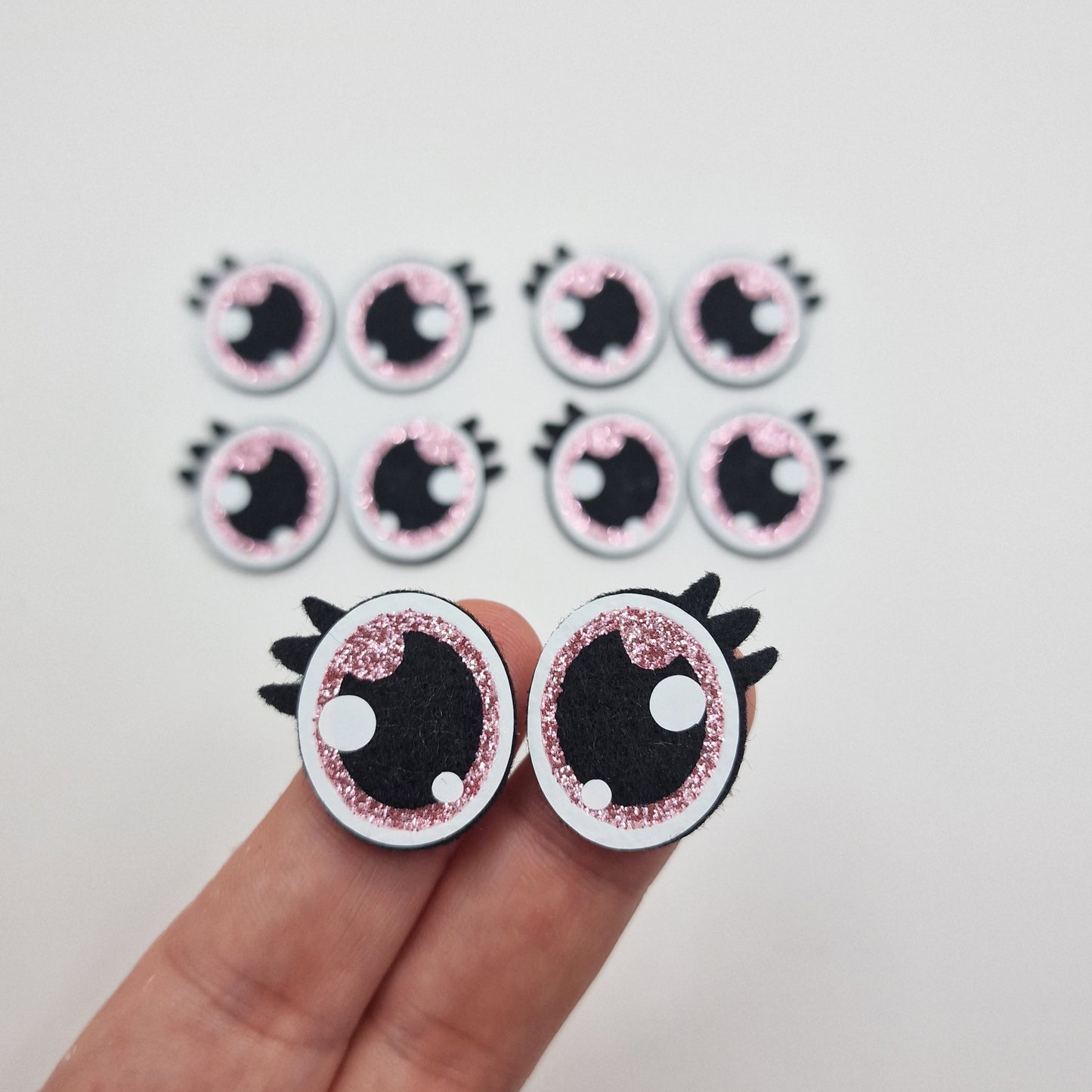 1" Light Pink Glitter Felt Eyes (5 pairs)