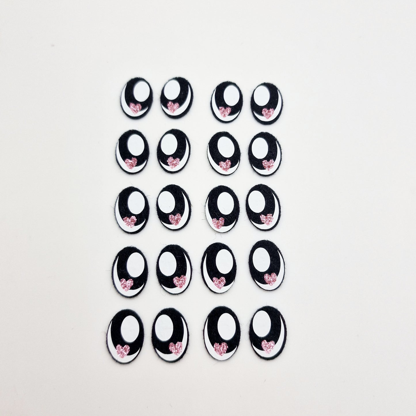 0.5" Light Pink Glitter Kawaii Felt eyes (10 pairs)