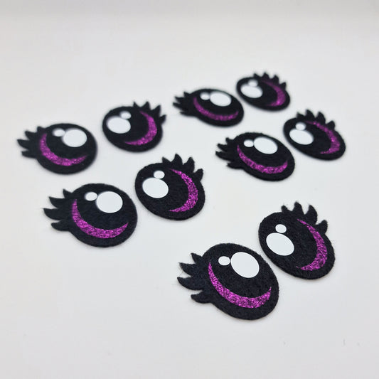 1.2" Purple Glitter Felt Eyes (5 pairs)