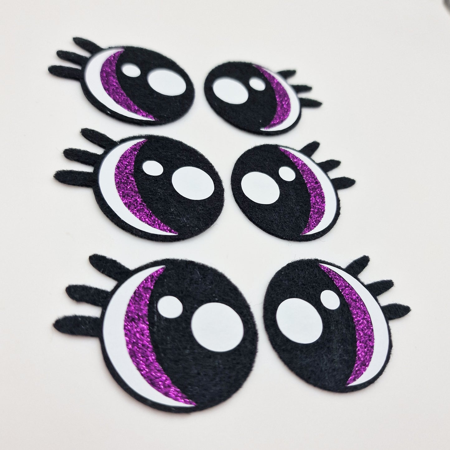 1.75" Purple Glitter Felt Eyes (3 pairs)