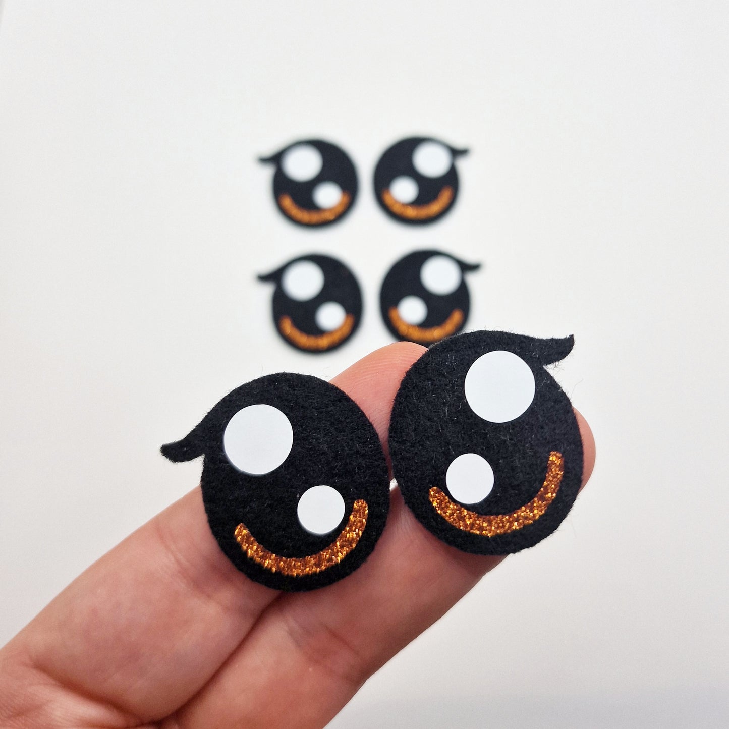 1.2" Copper Glitter Kawaii Felt Eyes (3 pairs)