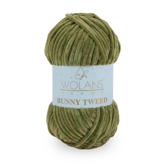 Moss Green/Pink (14036) - Wolans Yarn Bunny Tweed 100g