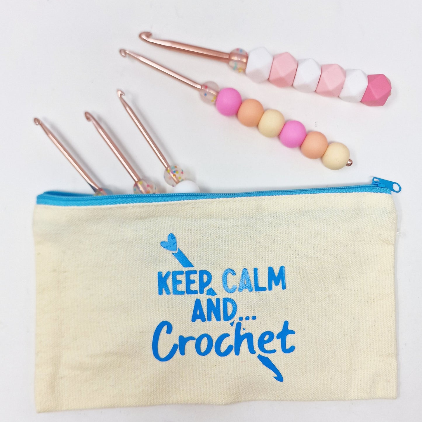 Keep calm and crochet zipper case